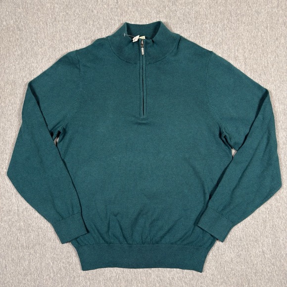 L.L. Bean Other - L.L. Bean Sweater Mens S Quarter Zip Wicked Soft Cotton/Cashmere Teal Blue NEW